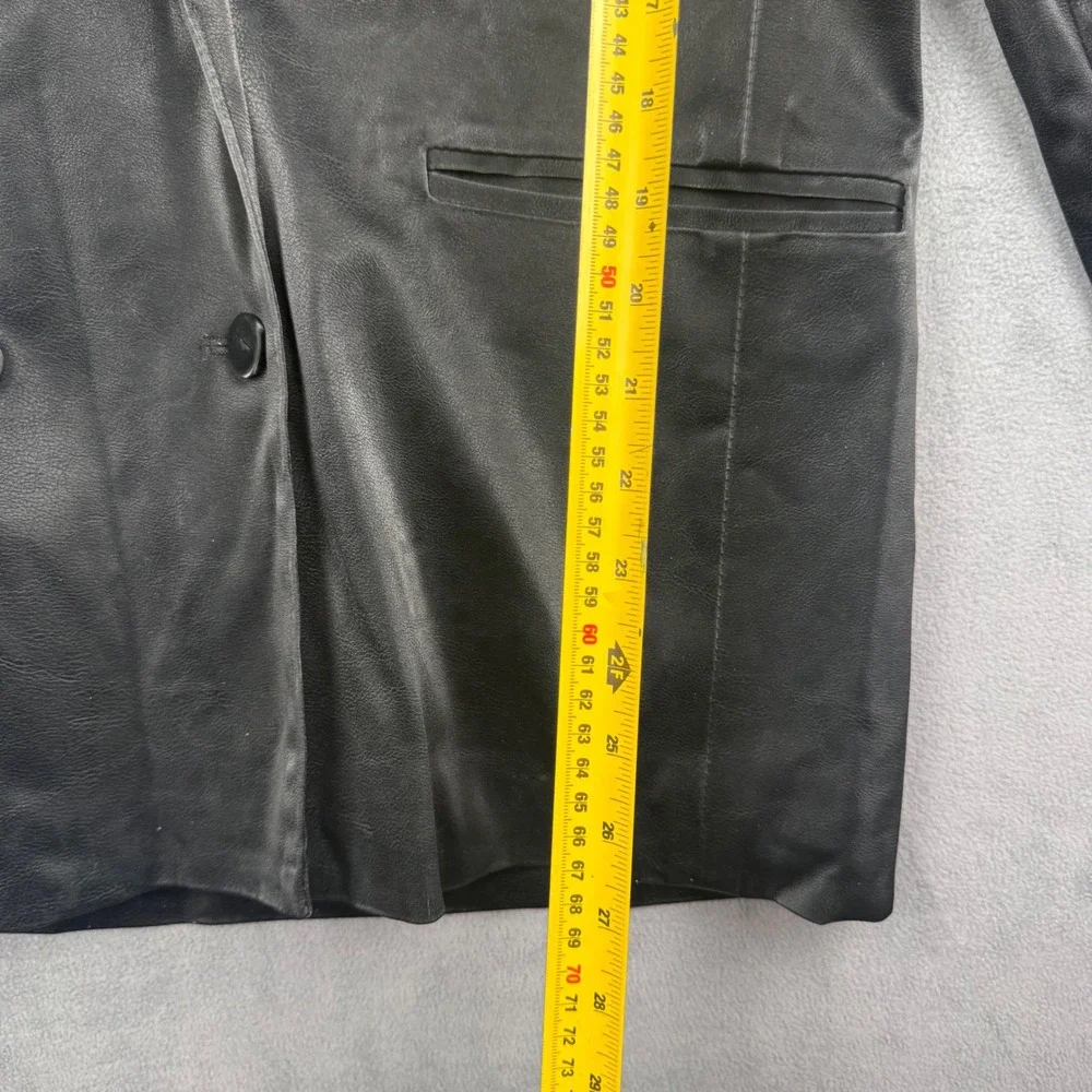 BlankNYC Black Vegan‎ Leather Double Breasted Blazer Jacket 01YB6009 Womens L